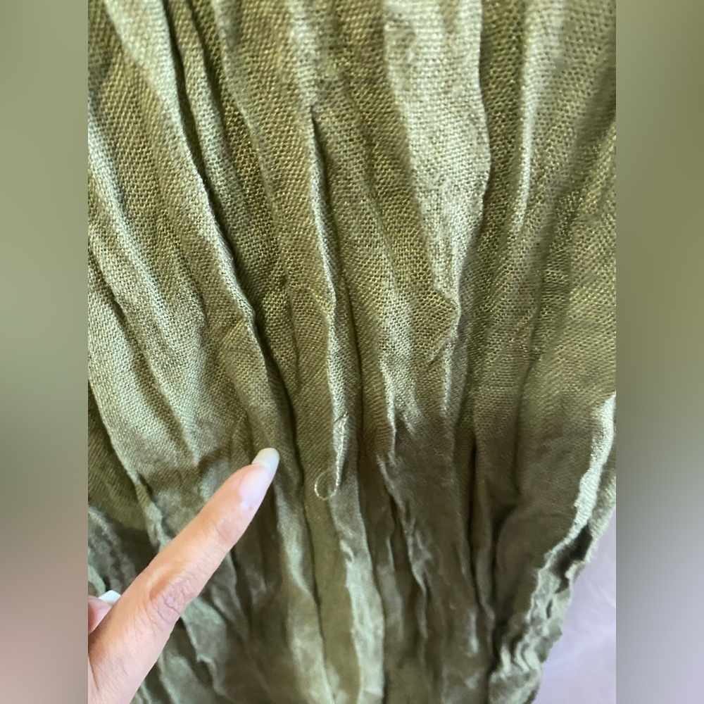H&M Vintage Olive Green Crinkle Scarf – Boho Fringe Summer Wrap Stole EUC* - Picture 5 of 9